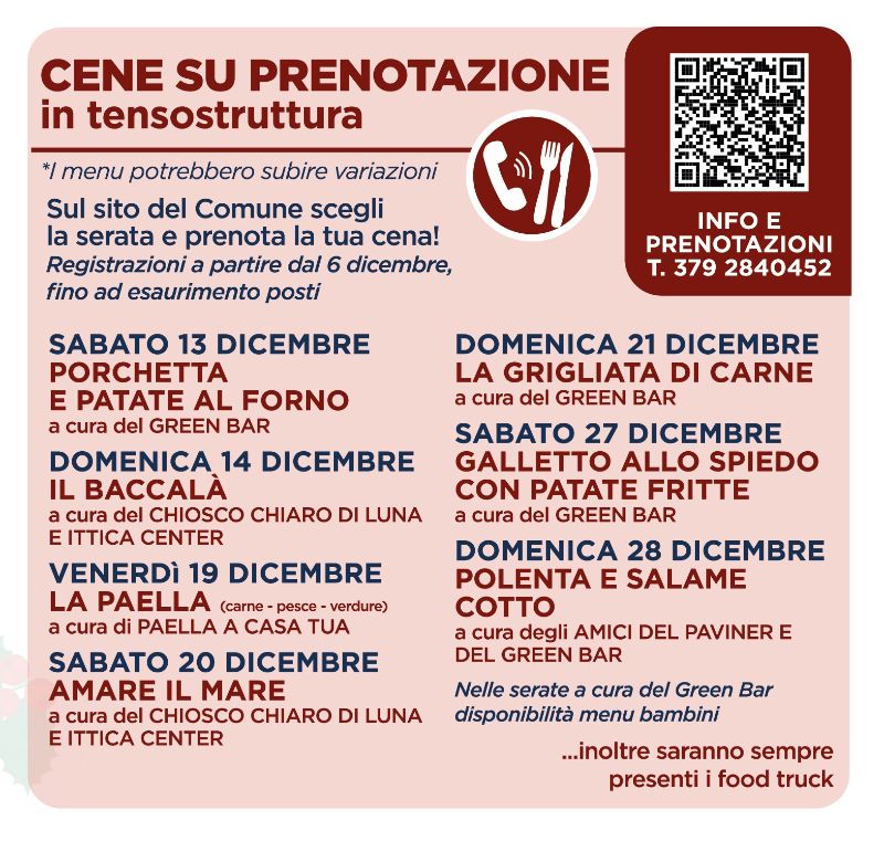 Locandina cene su prenotazione tensostruttura 2025