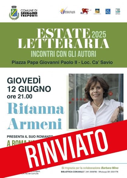 RINVIATO -Estate Letteraria 2025 - Ritanna Armeni RINVIATO -Estate Letteraria 2025 - Ritanna Armeni