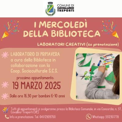 I mercoledì della biblioteca laboratorio di primavera 19/03/2025