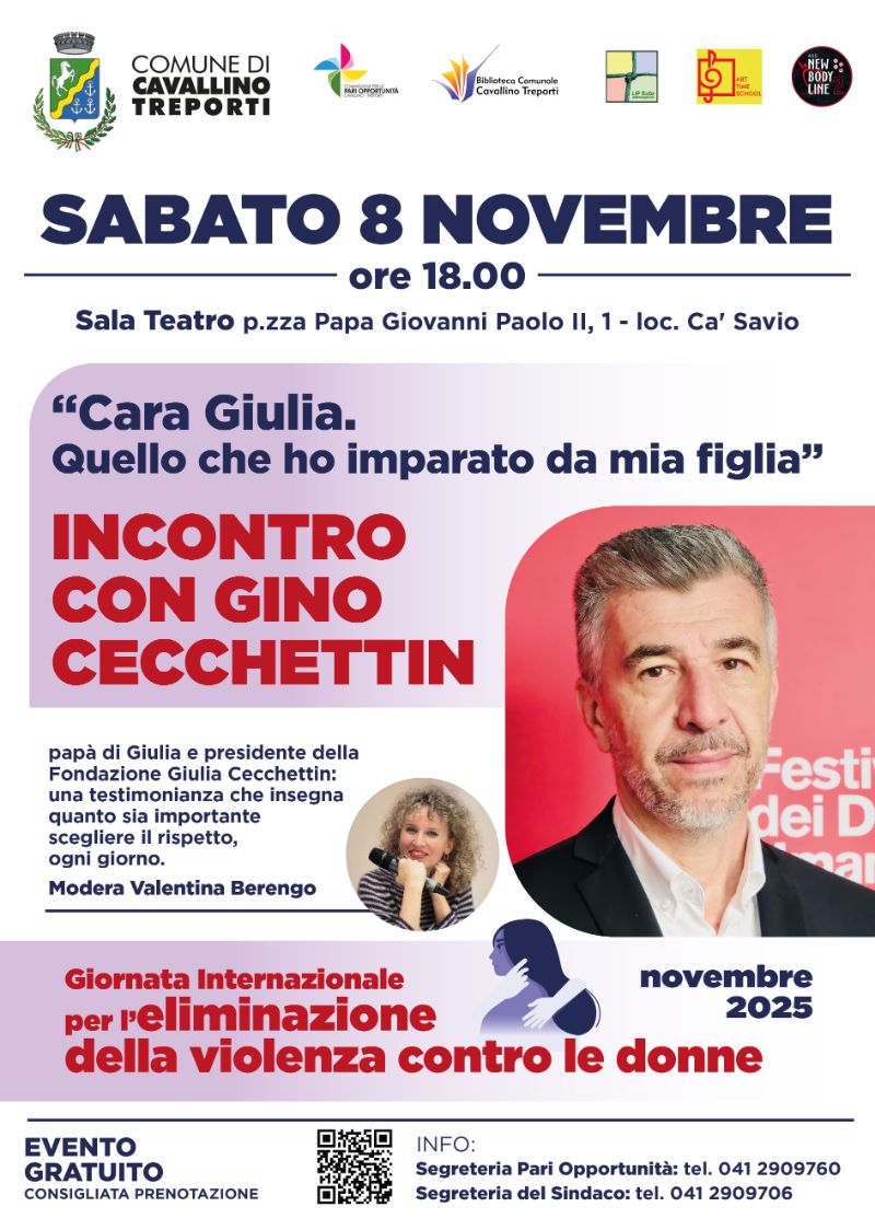 Locandina Incontro con Gino Cecchettin 08.11 Locandina Incontro con Gino Cecchettin 08.11