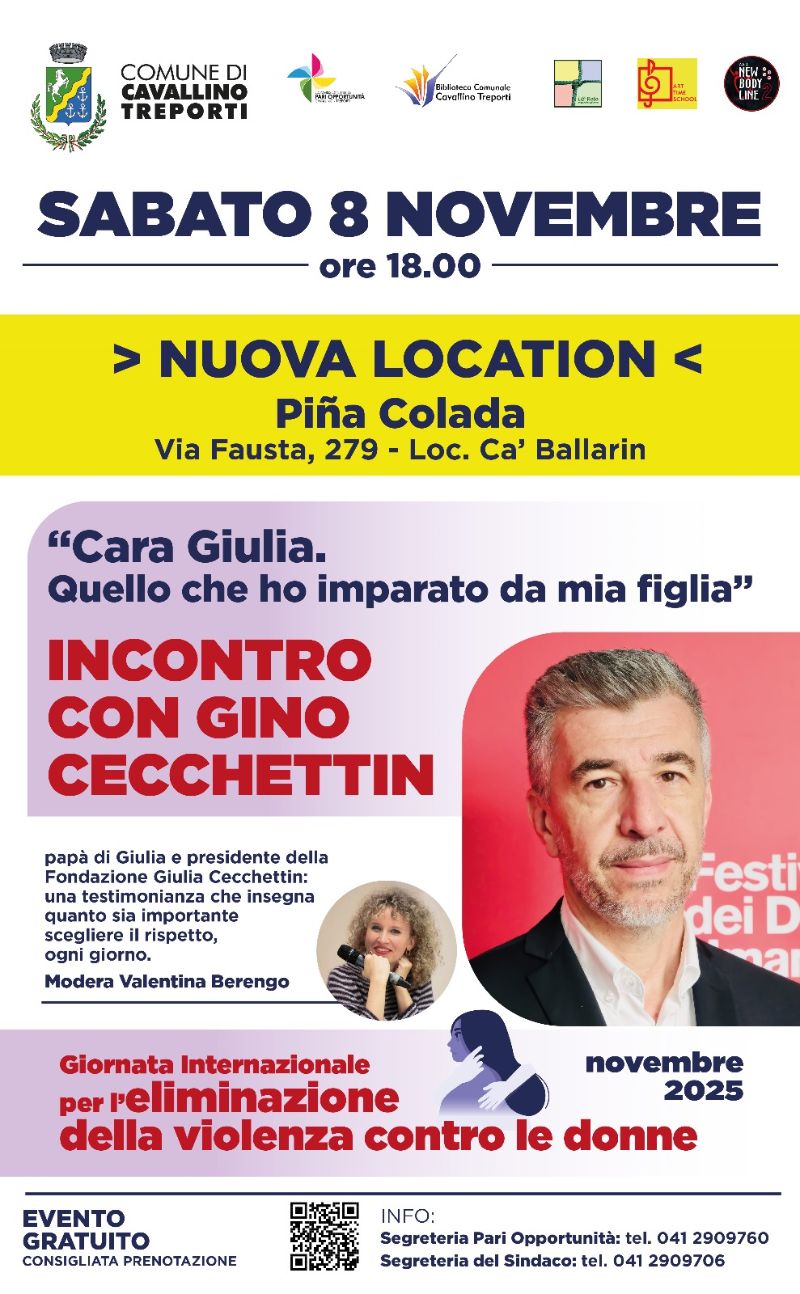 Locandina Incontro con Gino Cecchettin 08.11
