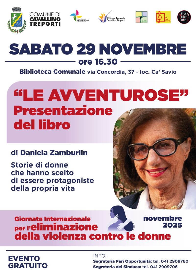 Locandina Presentazione del libro "Le Avventurose" di Daniela Zamburlin 29.11 Locandina Presentazione del libro "Le Avventurose" di Daniela Zamburlin 29.11