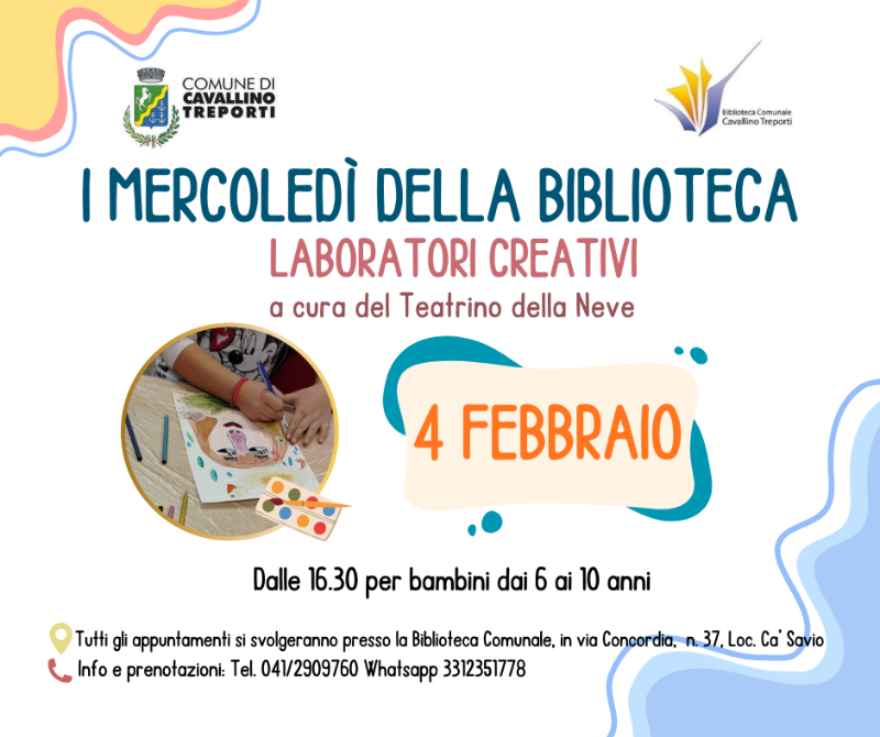 I mercoledì della biblioteca laboratori creativi 04.02.26