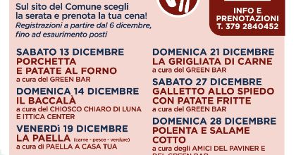 Locandina cene su prenotazione tensostruttura 2025