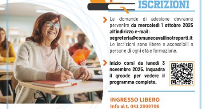 Iscrizioni Università Terza Età anno accademico 2025-2026