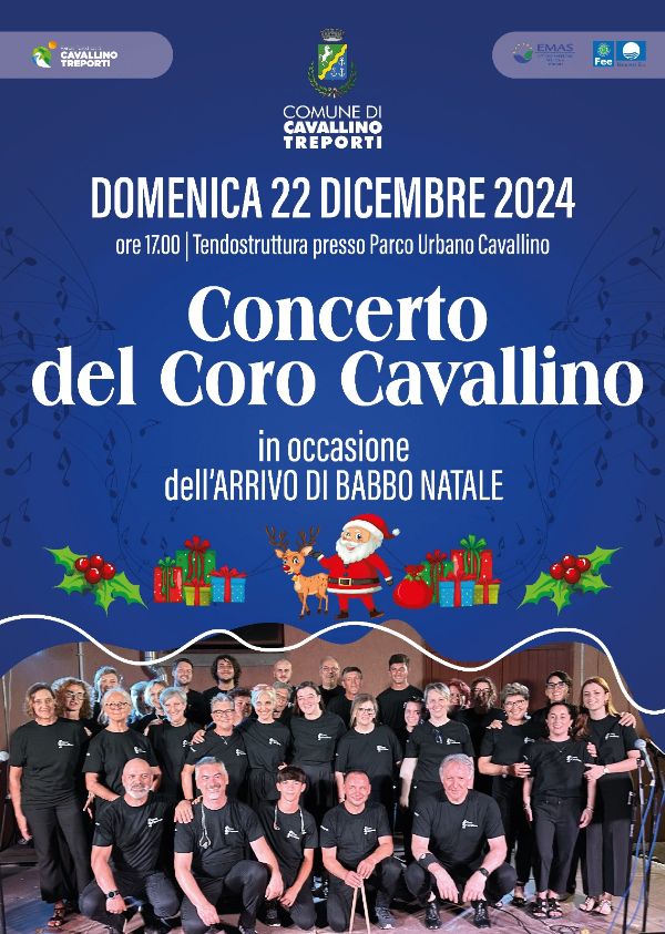 Locandina concerto coro Cavallino arrivo Babbo Natale 22 dicembre 2024