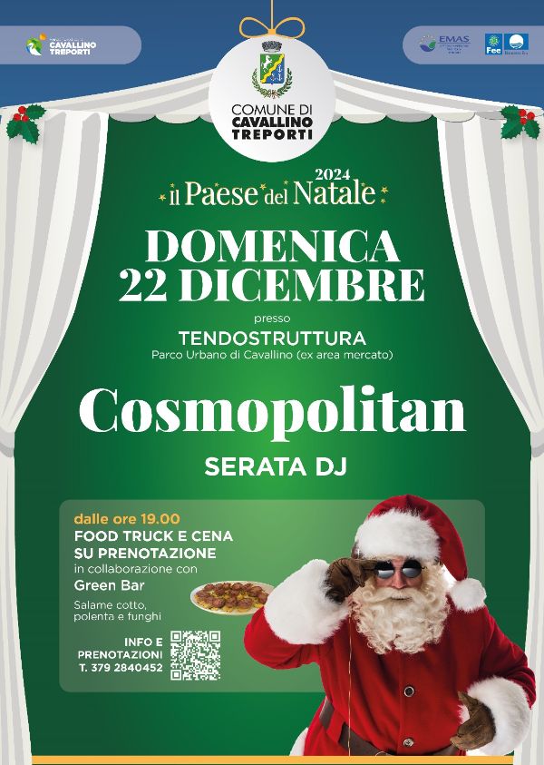 Locandina Cosmopolitan Serata Dj 22 dicembre 2024