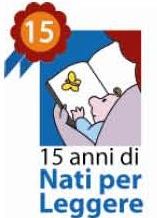Logo del 15. anniversario di Nati per leggere